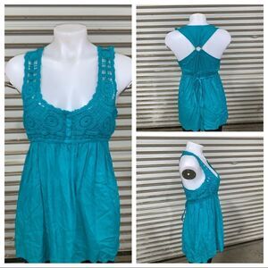 🛍️Poetry clothing green racer back with crochet